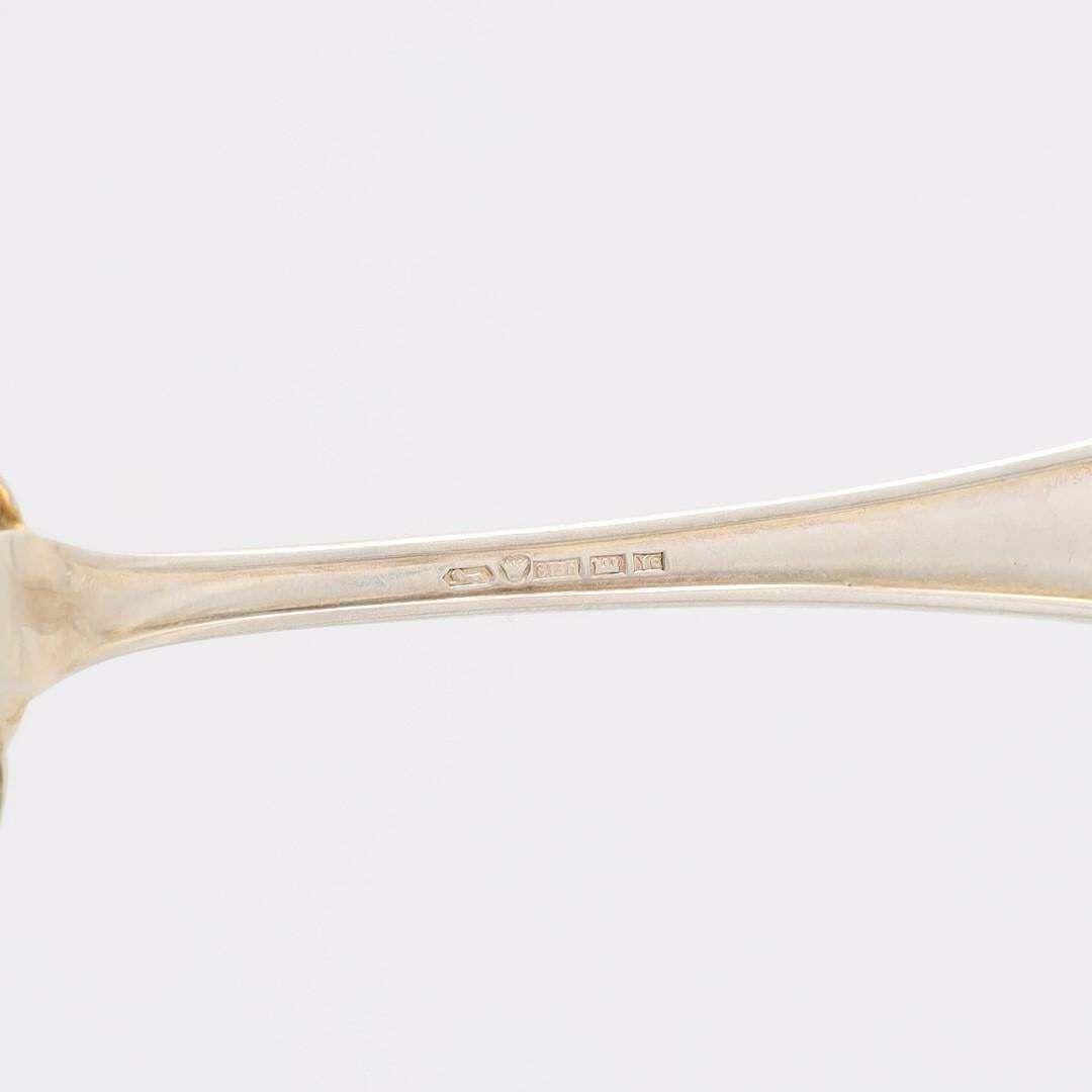 Silver Serving Spoon Antique Pair Of Decorative Sterling Silver Gilded Spoon photo for sale