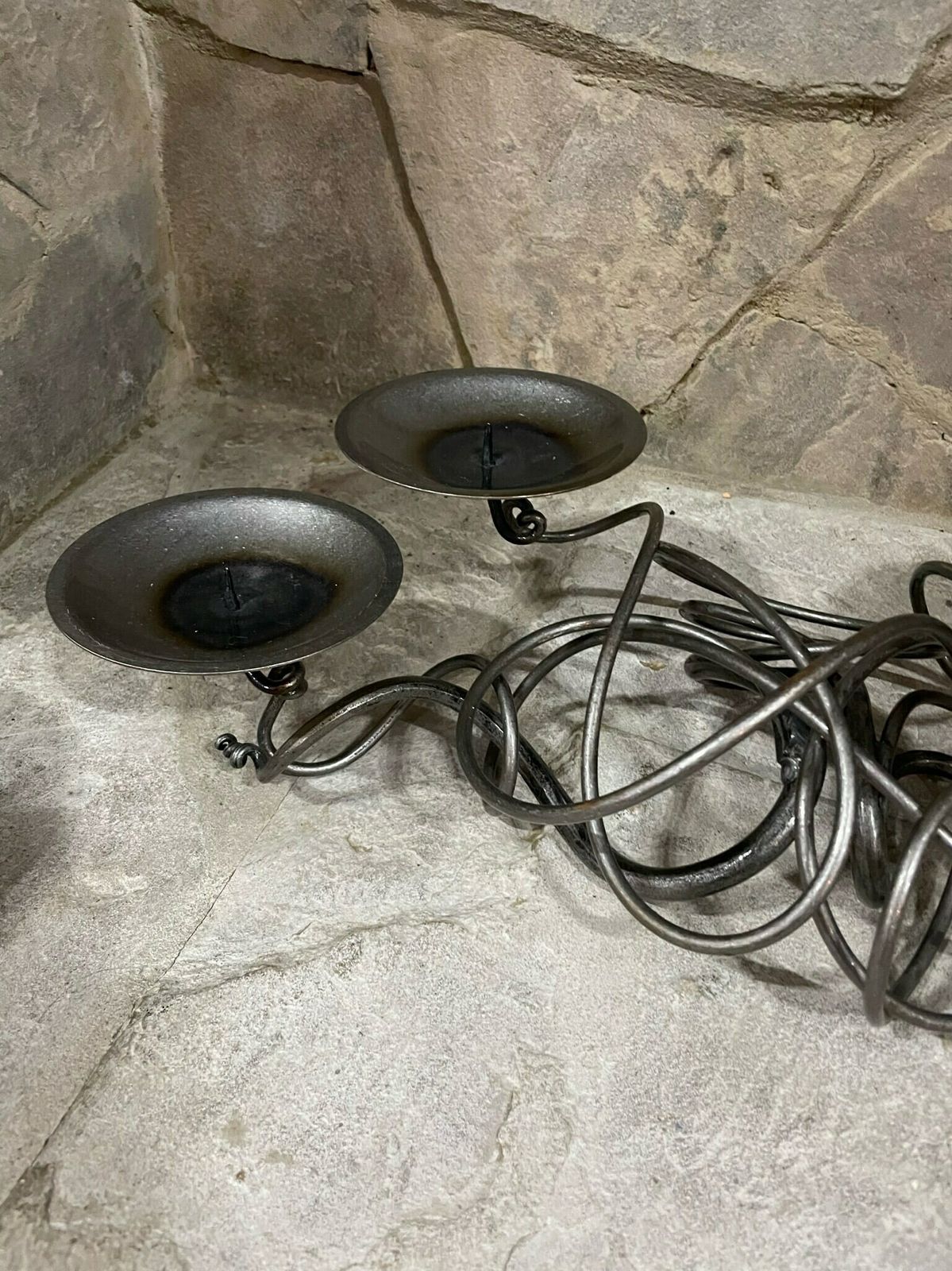 Quad 4 Table Candle Holder Forged Steel Post Modern Piece By Cast In Style Scotland photo for sale