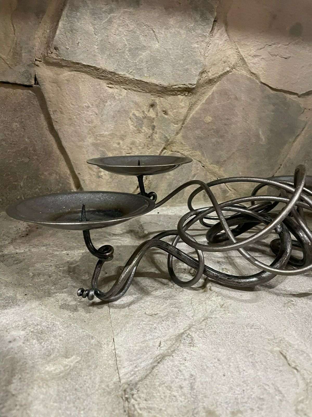 Quad 4 Table Candle Holder Forged Steel Post Modern Piece By Cast In Style Scotland photo vintage