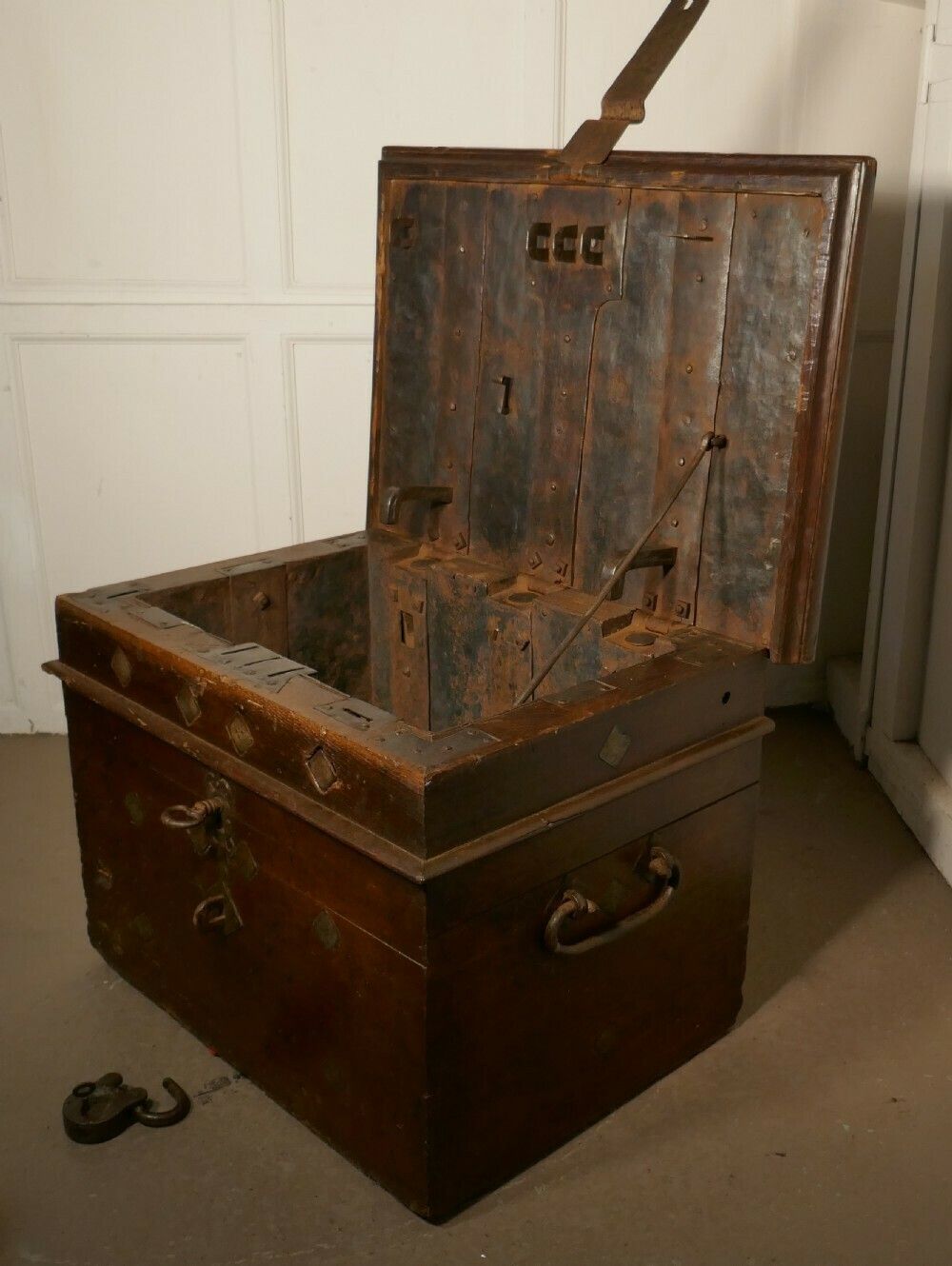Home Decor 17th Century French Coffer, Oak Silver Treasure Chest, Strong Box photo