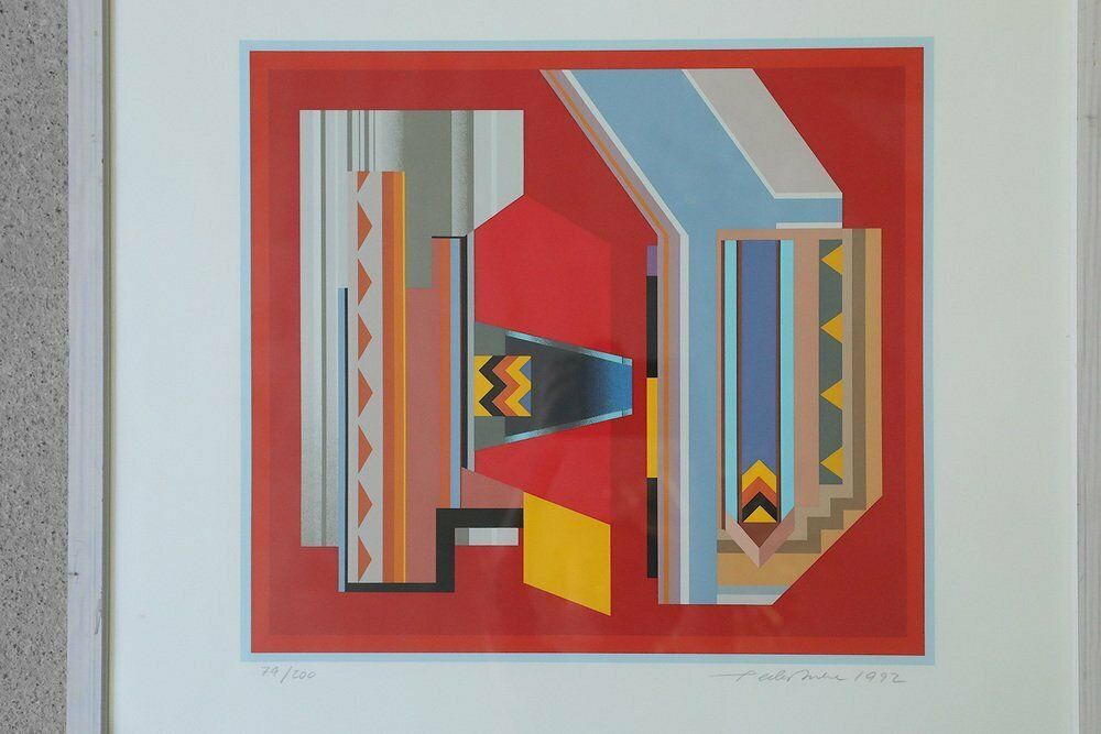 Peder Duke, Composition, 1992, Color Serigraph, Framed photo furniture