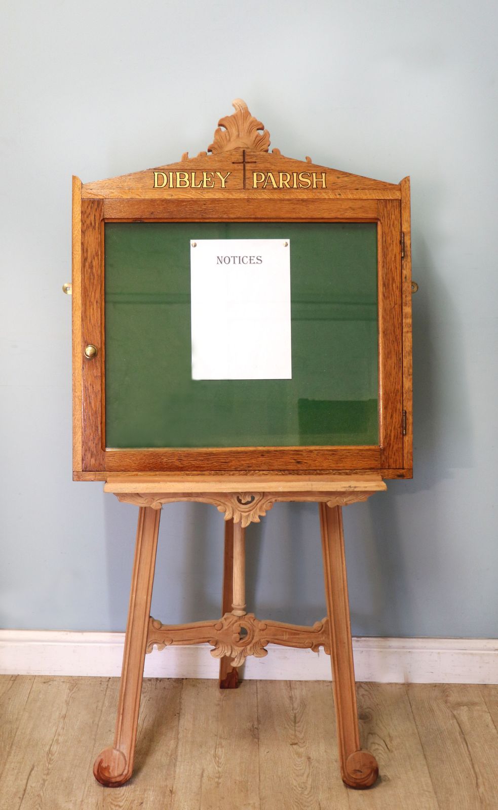 An Unusual Late Victorian Oak Church Notice Board Sign Written Vicar Of Dibley photo for sale