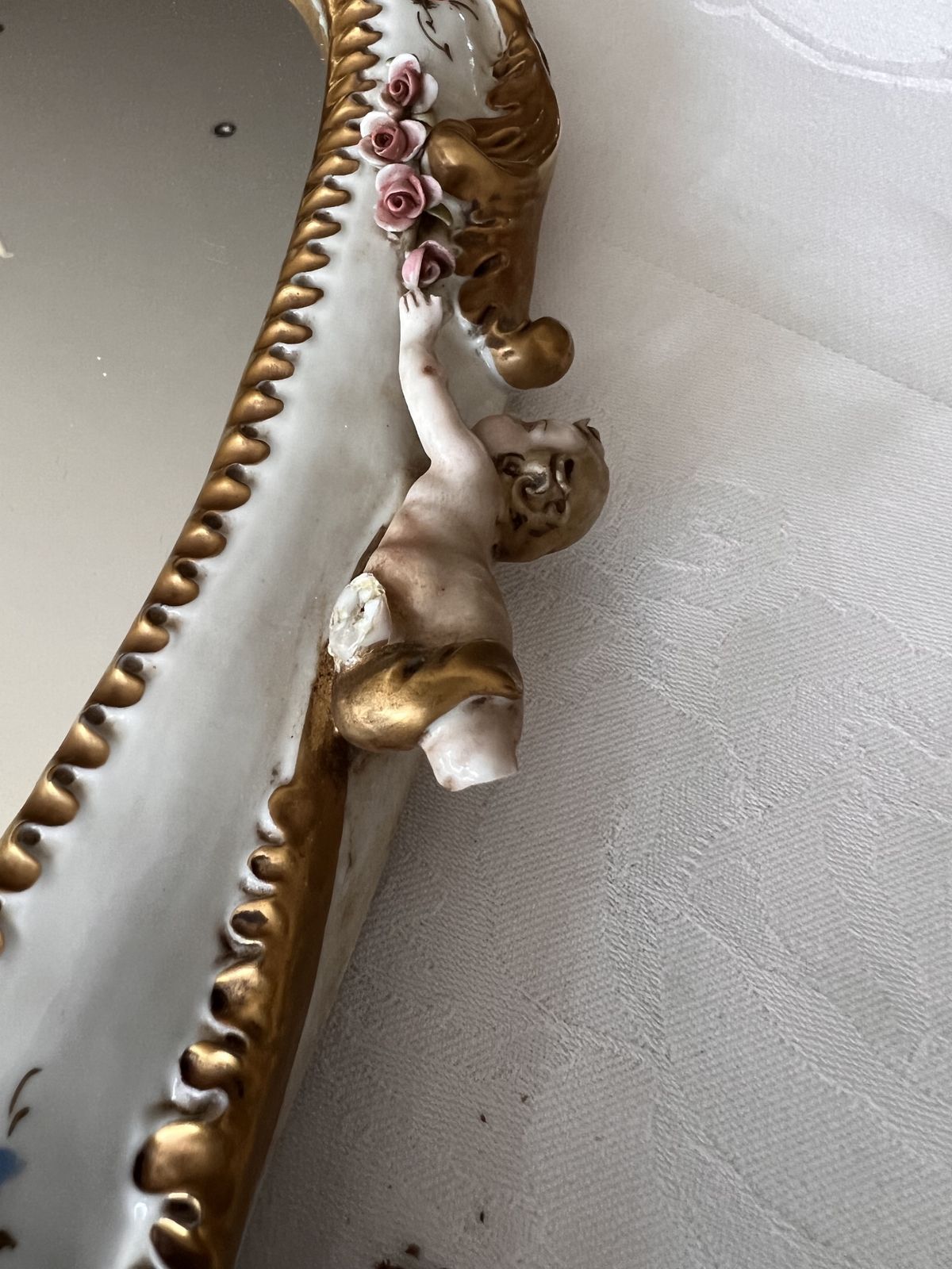 Italian Porcelain Painted And Gilt Mirror photo Home Decor
