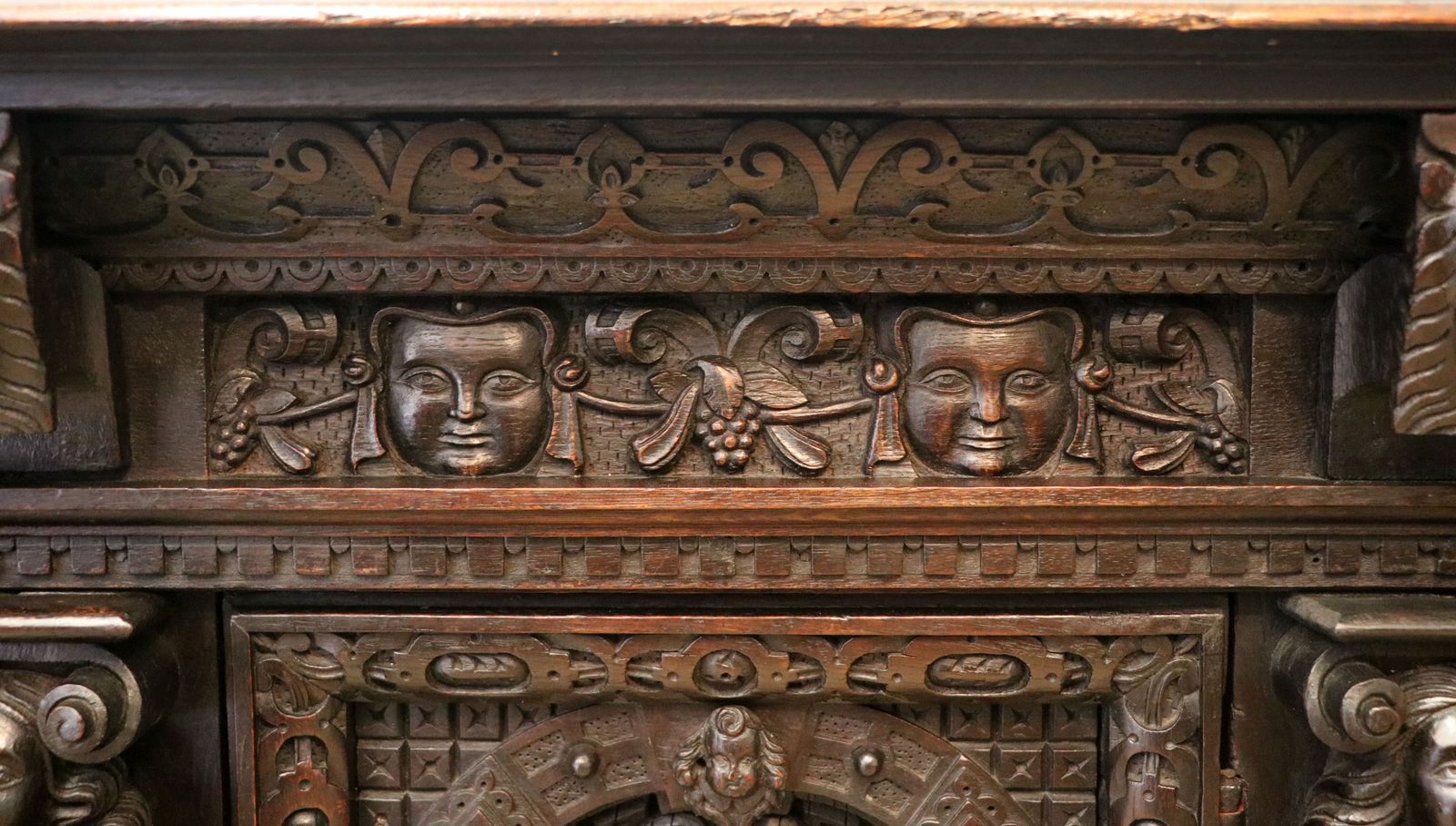 Furniture A Magnificent Flemish Oak Side Cabinet In The Baroque Style. photo
