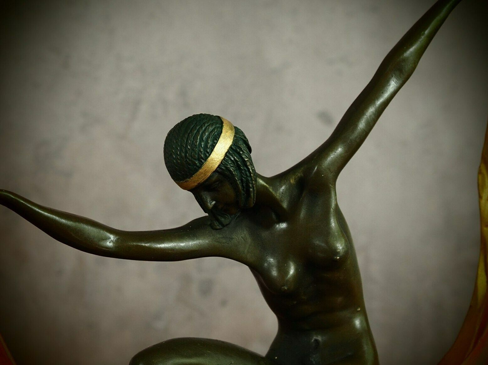 Art Deco Dancer Bronze Figurine   Colorful And Elegant   21 Cm Height photo for sale