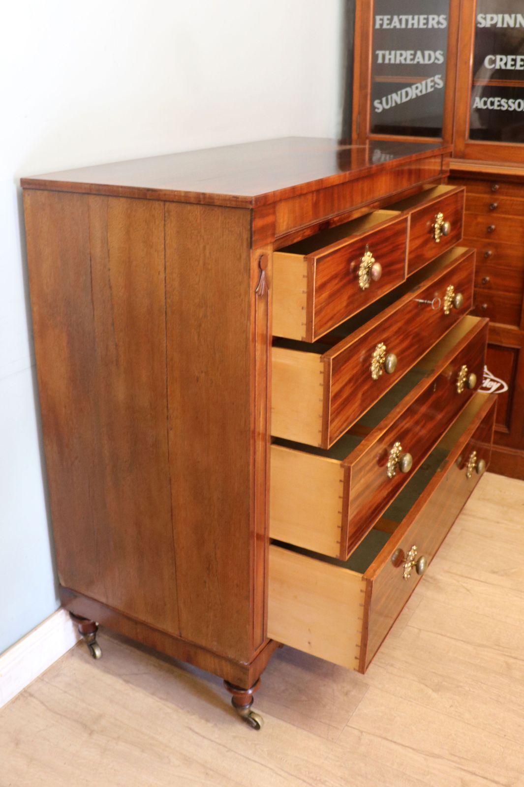 A Lovely 19th Century Flame Mahogany Chest Of Drawers. photo Furniture
