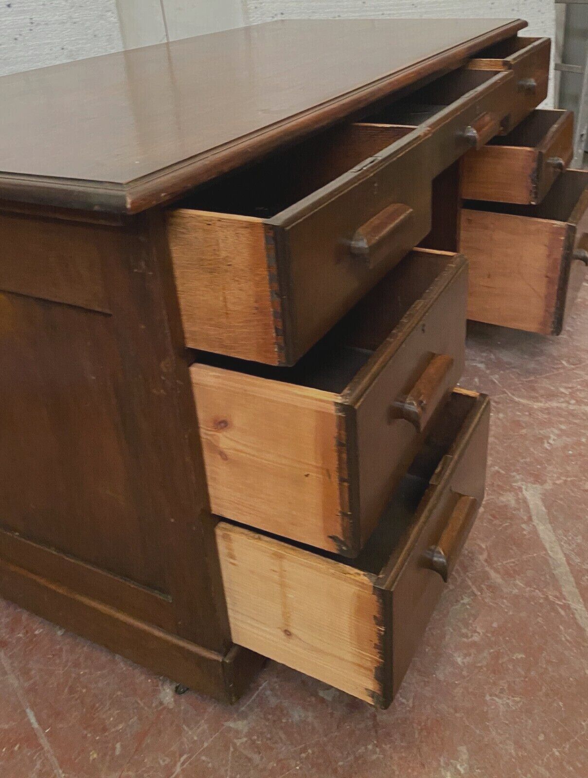 Mahogany Boxed Flat Desk In Mahogany Wood XX Century photo vintage