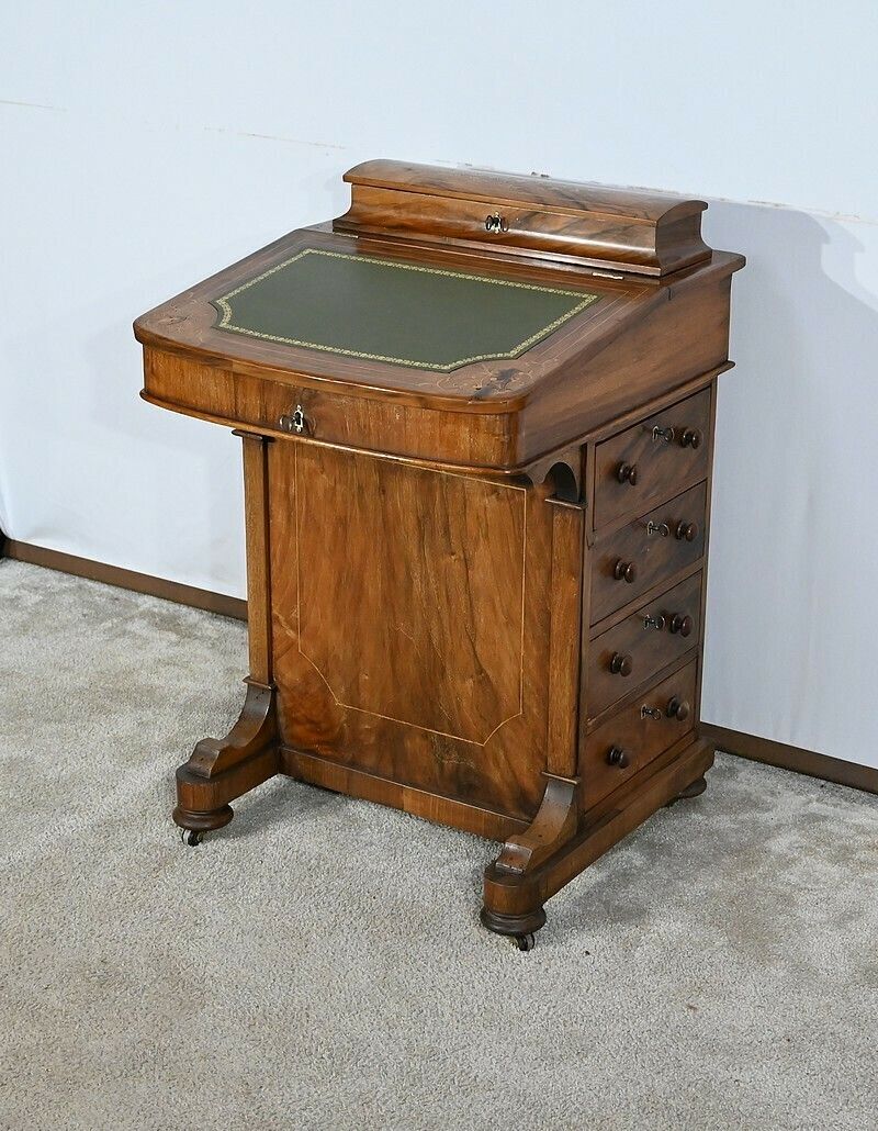 Victorian Davenport Walnut Desk, England – 19th Century