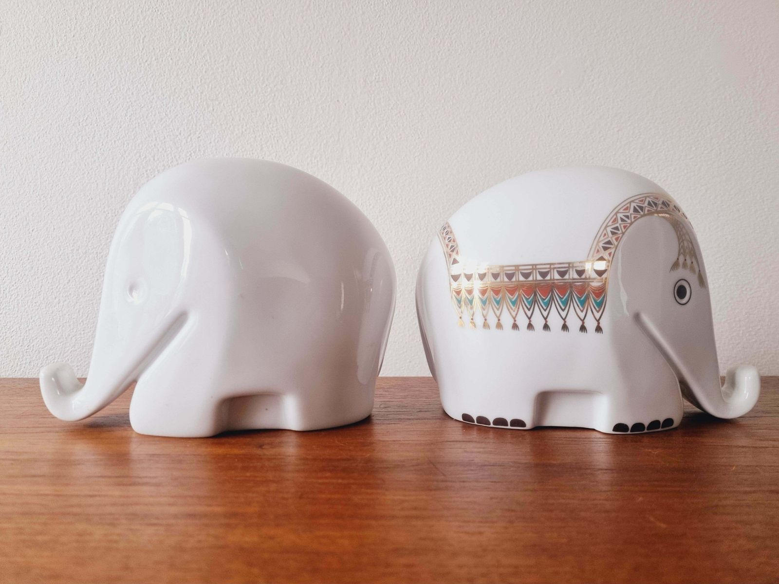 Set Of Two Midcentury Porcelain Money Boxes Elephant Drumbo, Luigi Colani, 1970s