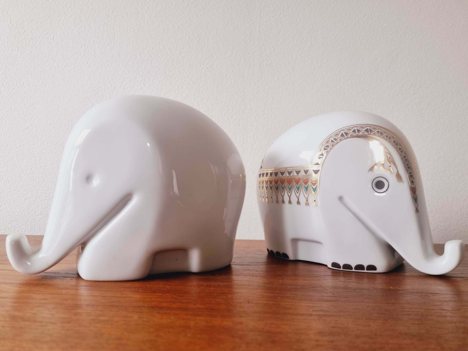 Set Of Two Midcentury Porcelain Money Boxes Elephant Drumbo, Luigi Colani, 1970s photo 191.0