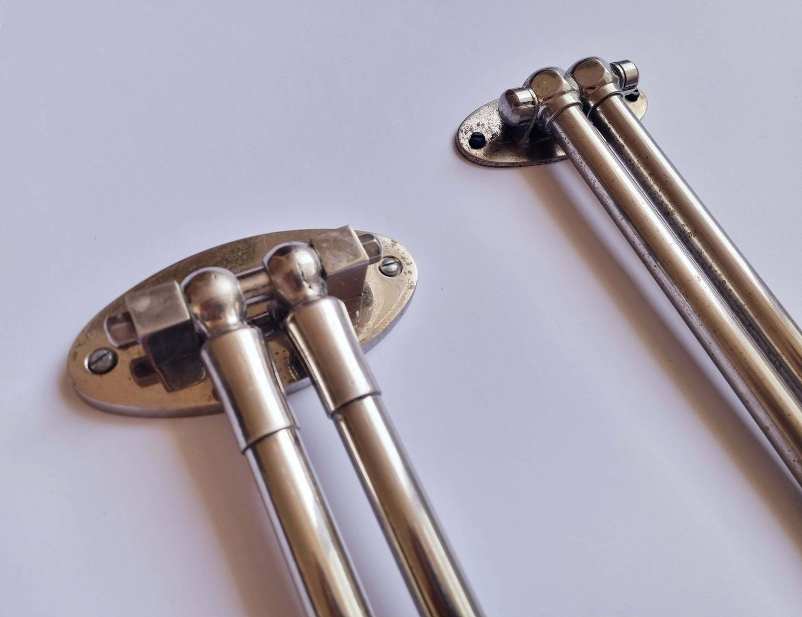 photo for sale Set Of Two Functionalism, Art Deco Chrome Towel Holders, 1930s