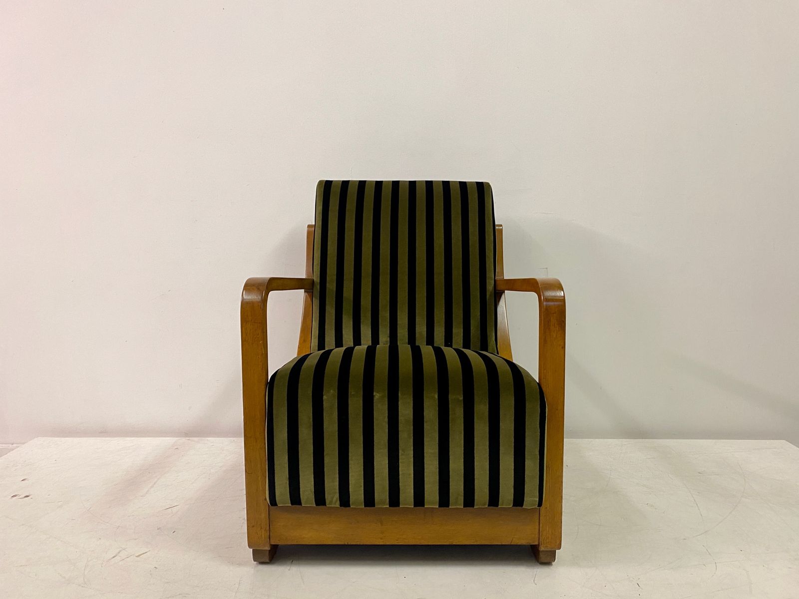 1930s Dutch Armchair In Striped Velvet photo furniture