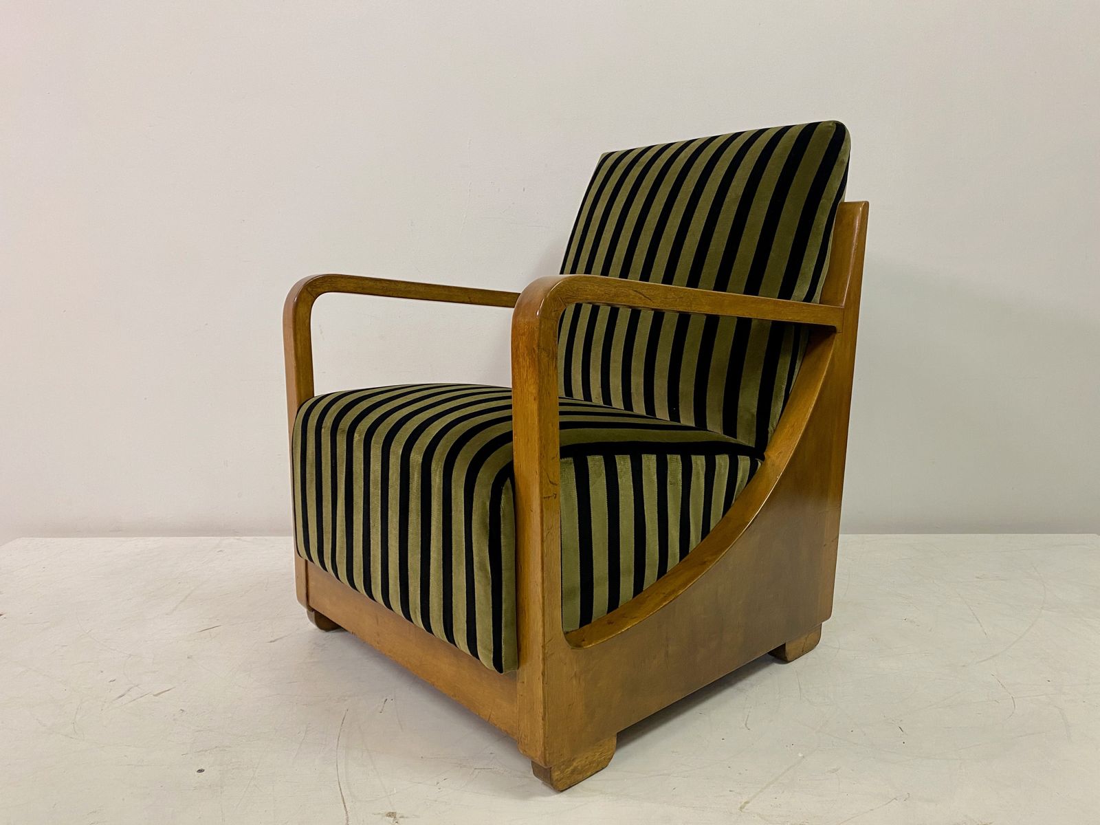 photo buy 1930s Dutch Armchair In Striped Velvet