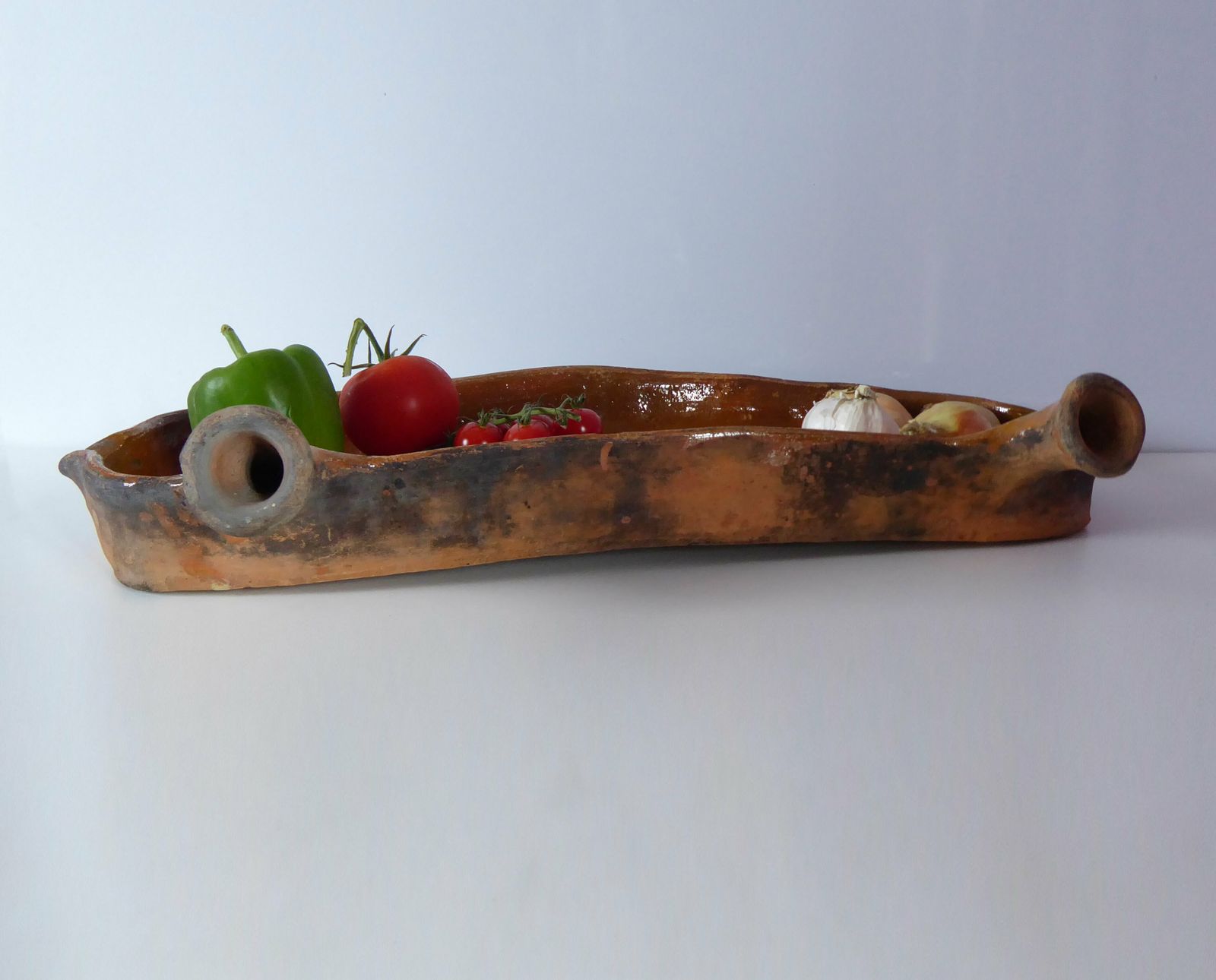 Terracotta Lèchefrite | Large Antique French Cooking Drip Tray | French Kitchen Décor | Earthenware Lèche Frite photo for sale
