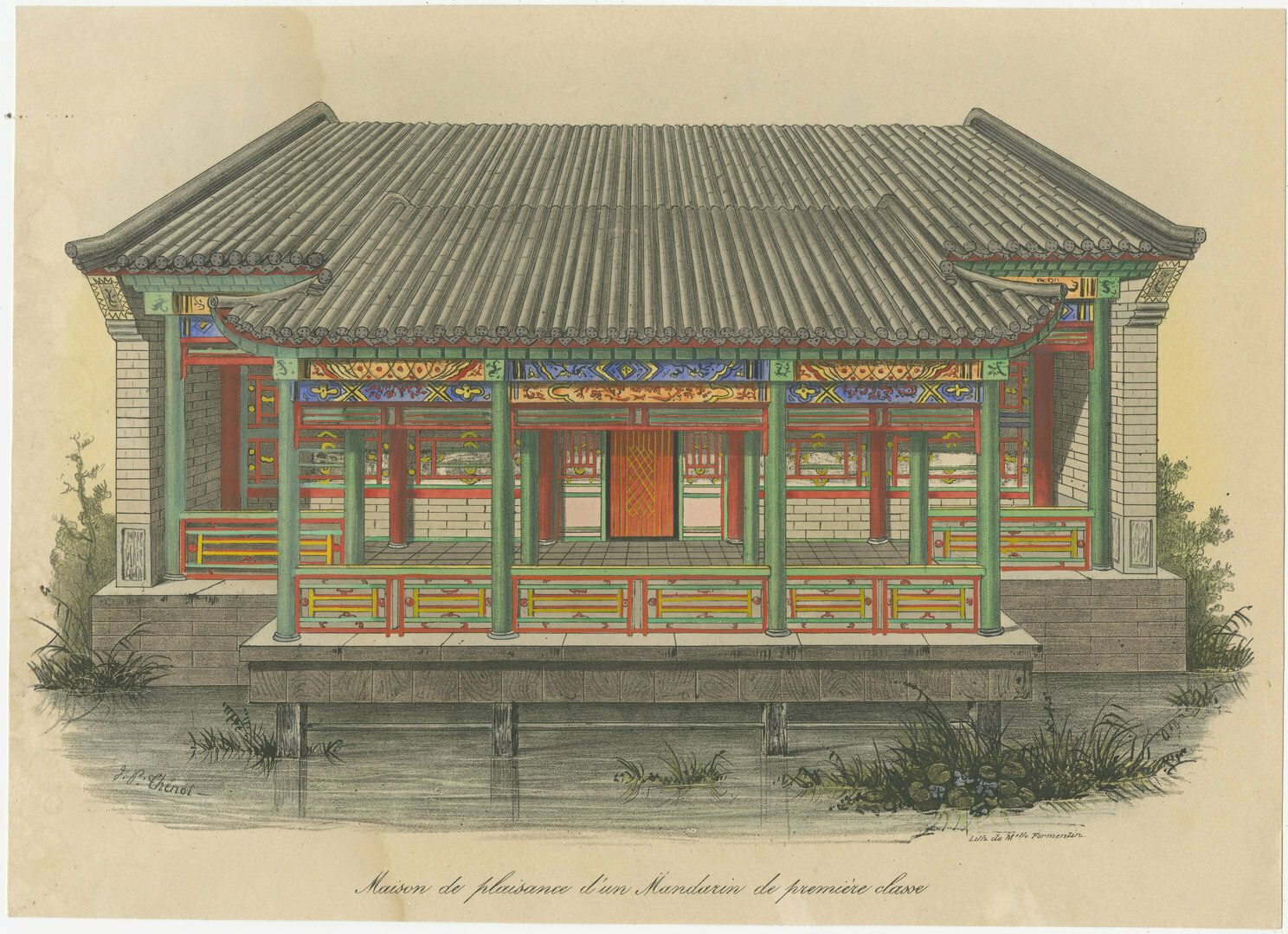Antique Print Of A Pleasure House For First Class Mandarins