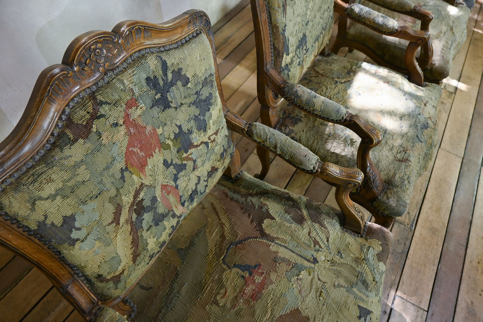 photo for sale A Set Of Four 19th Century French Louis XV Fauteuils Open Armchairs
