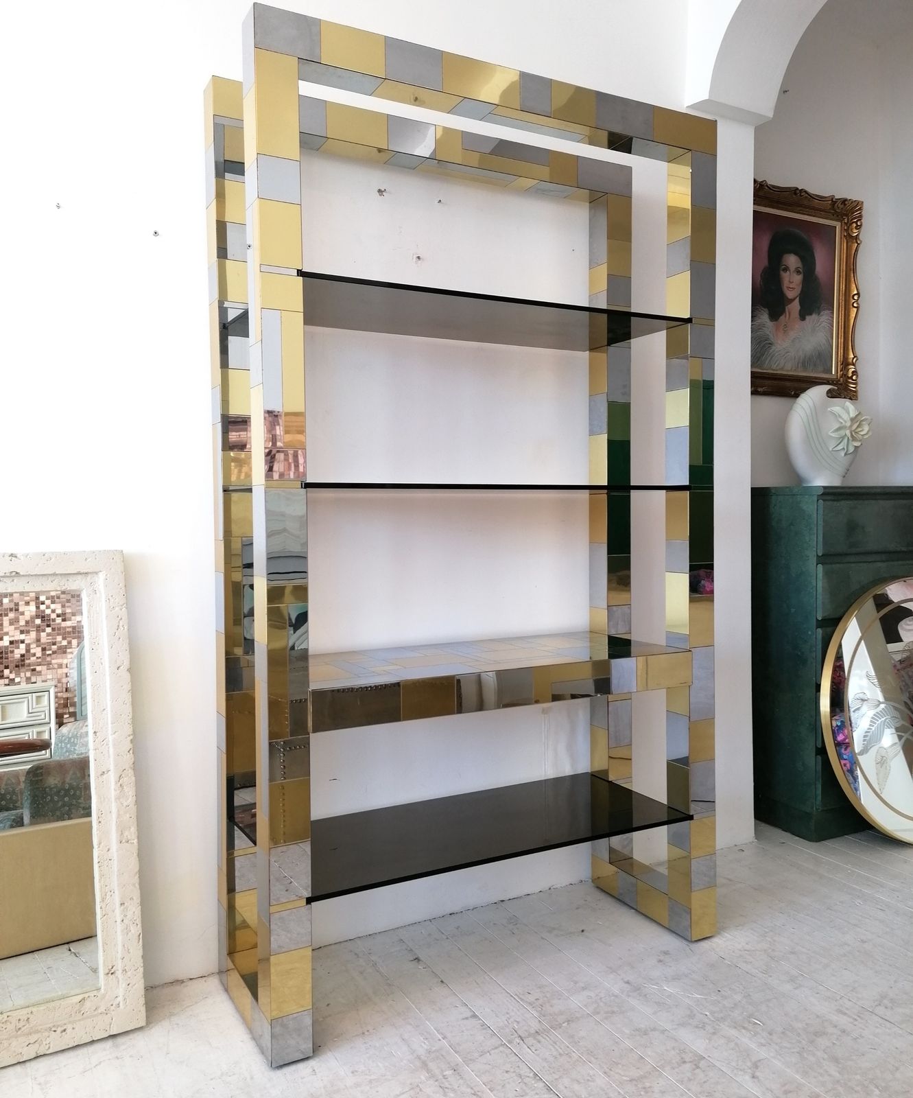 Rare Signed Paul Evans Brutalist 'Cityscape' Large Etagere Freestanding Shelves, 1970s American photo for sale