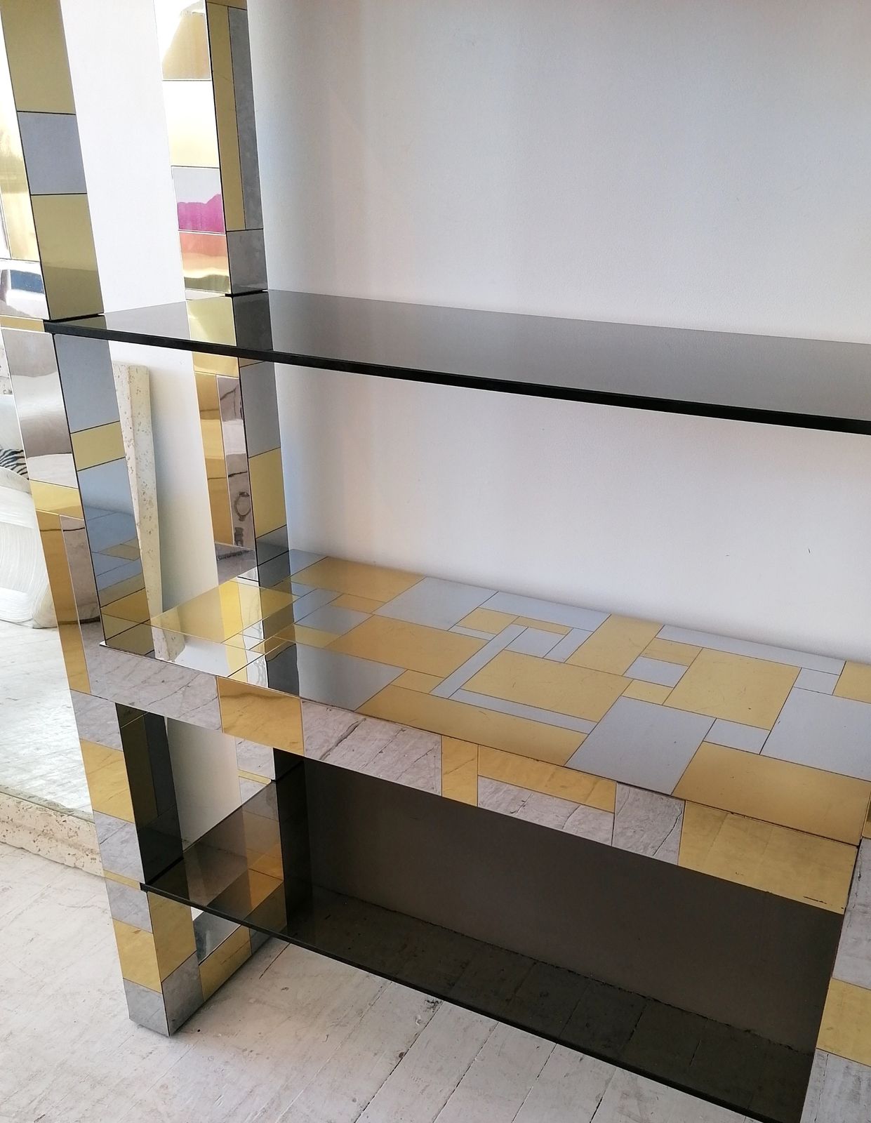 photo furniture Rare Signed Paul Evans Brutalist 'Cityscape' Large Etagere Freestanding Shelves, 1970s American