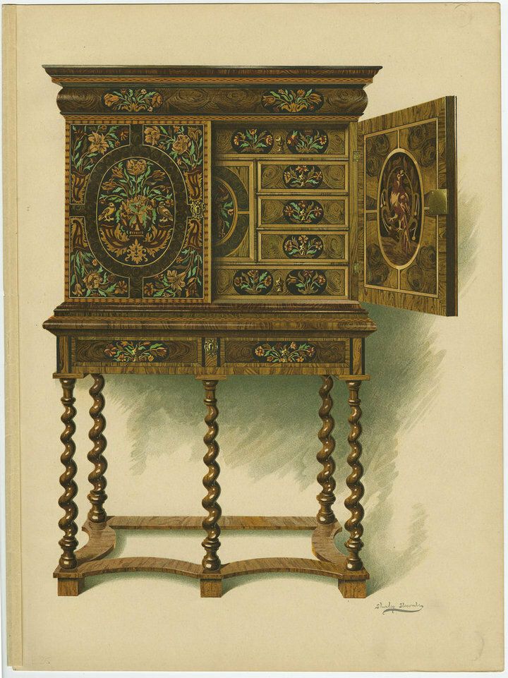 Antique Print Of English Furniture 'Walnut Cabinet