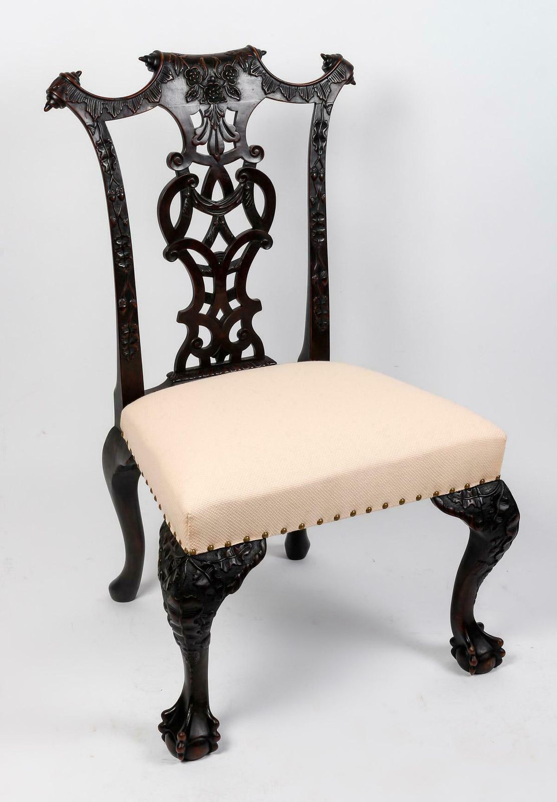 photo for sale Suite Of 3 Chairs And An Armchair In The Chippendale Style, 19th Century.