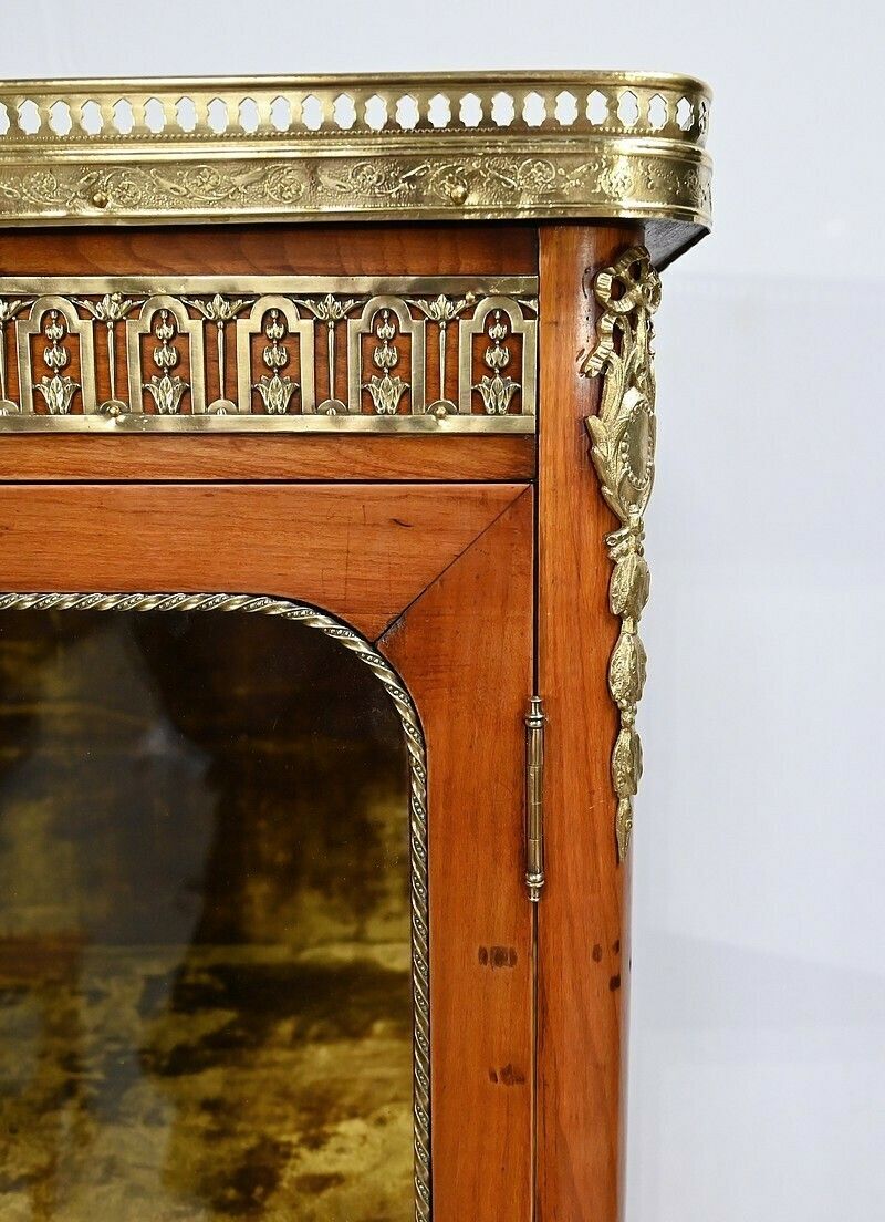 photo furniture Small Showcase In Solid Cherry, Louis XV Louis XVI Transition – Early 20th Century