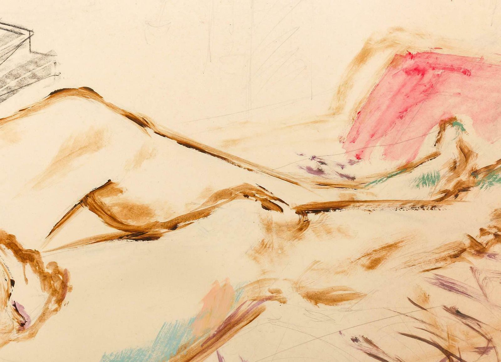Painting On Cardboard By Evelyne Luez, Xxth Century.