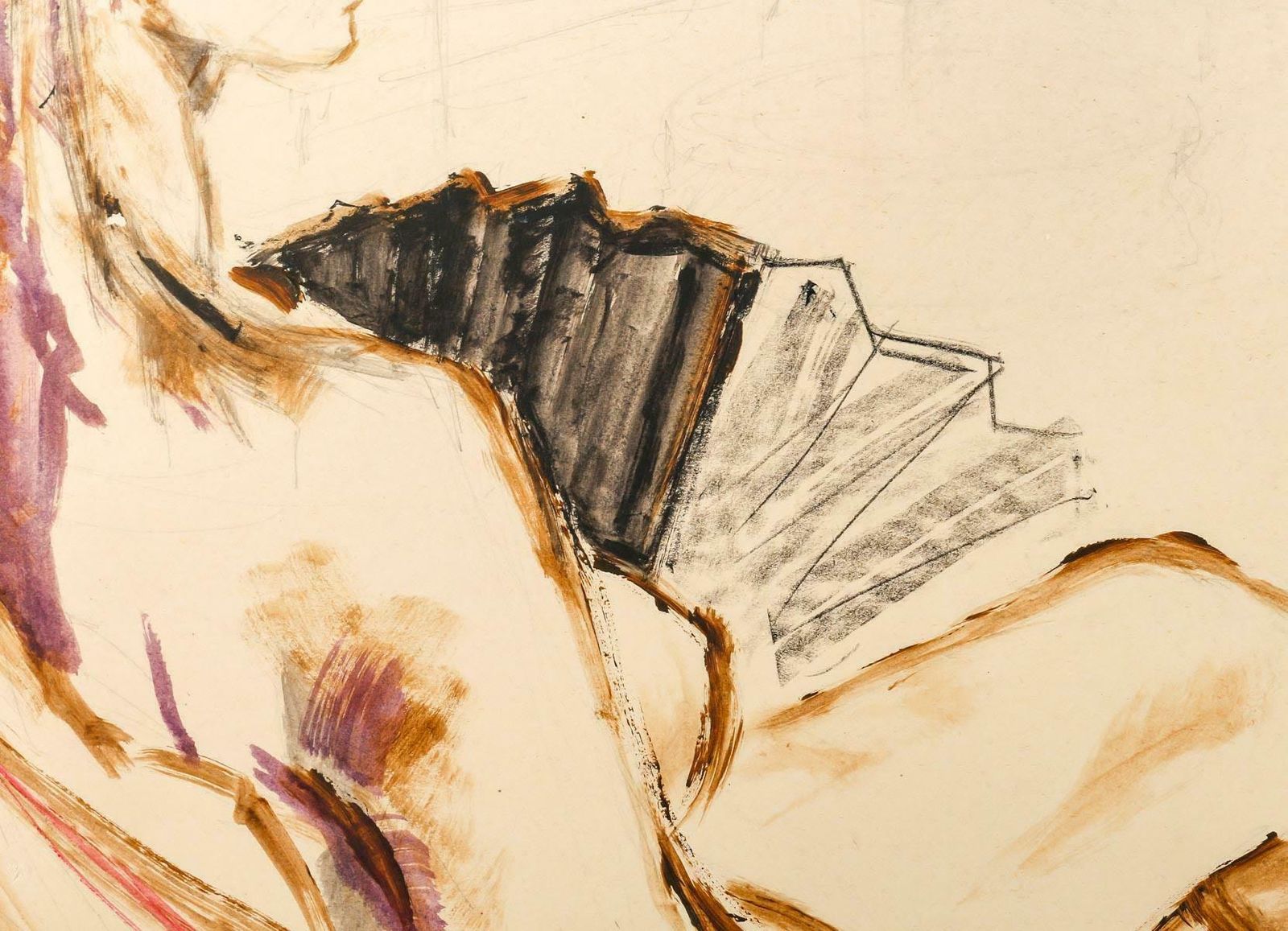 Painting On Cardboard By Evelyne Luez, Xxth Century. photo furniture
