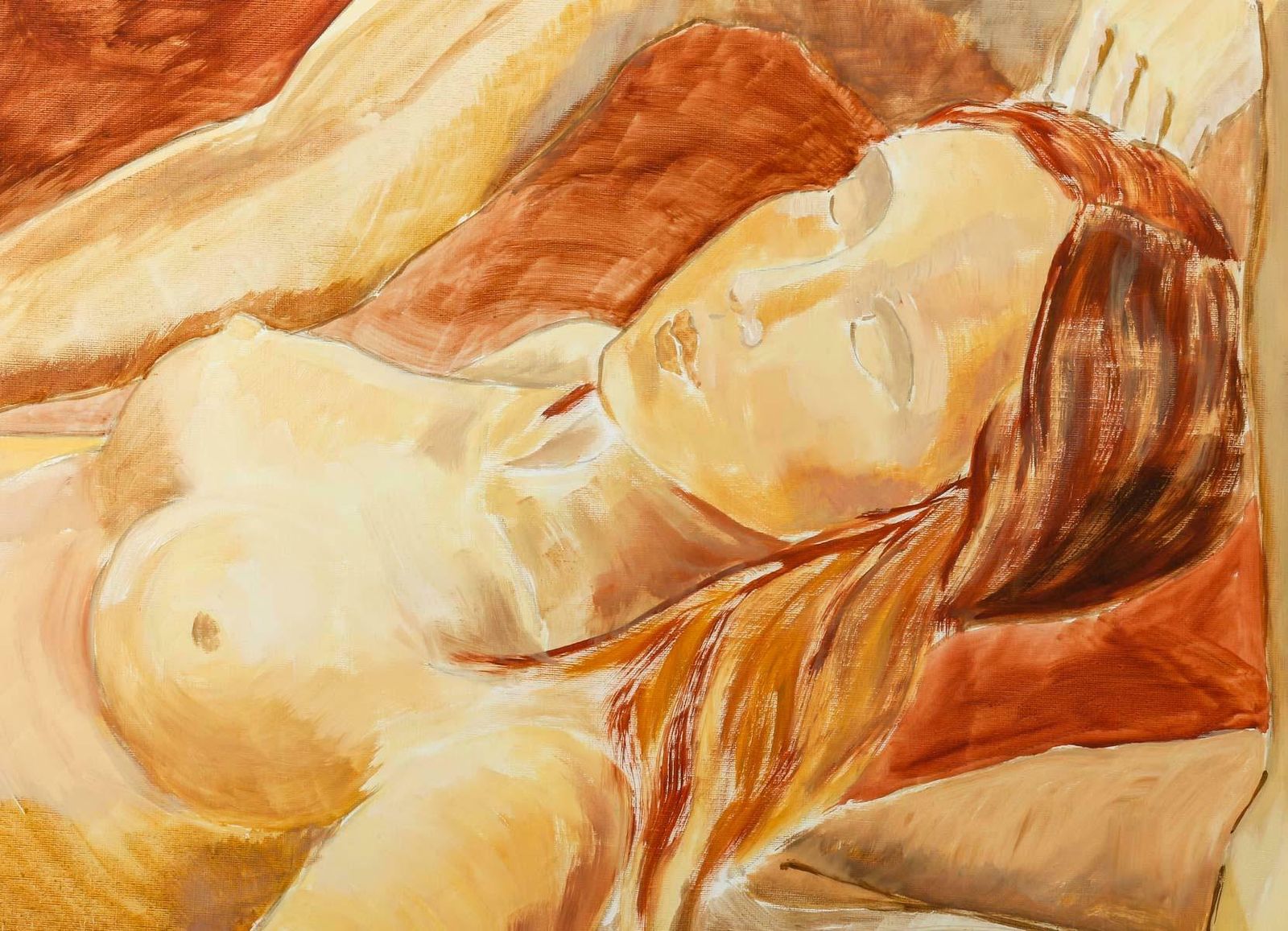 Painting, Oil On Canvas By Artist Evelyne Luez, Xxth Century. photo Art