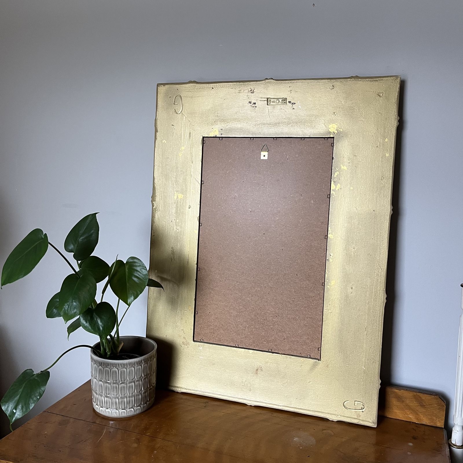 Large Striking Gold Faux Bamboo Wall Mirror photo furniture