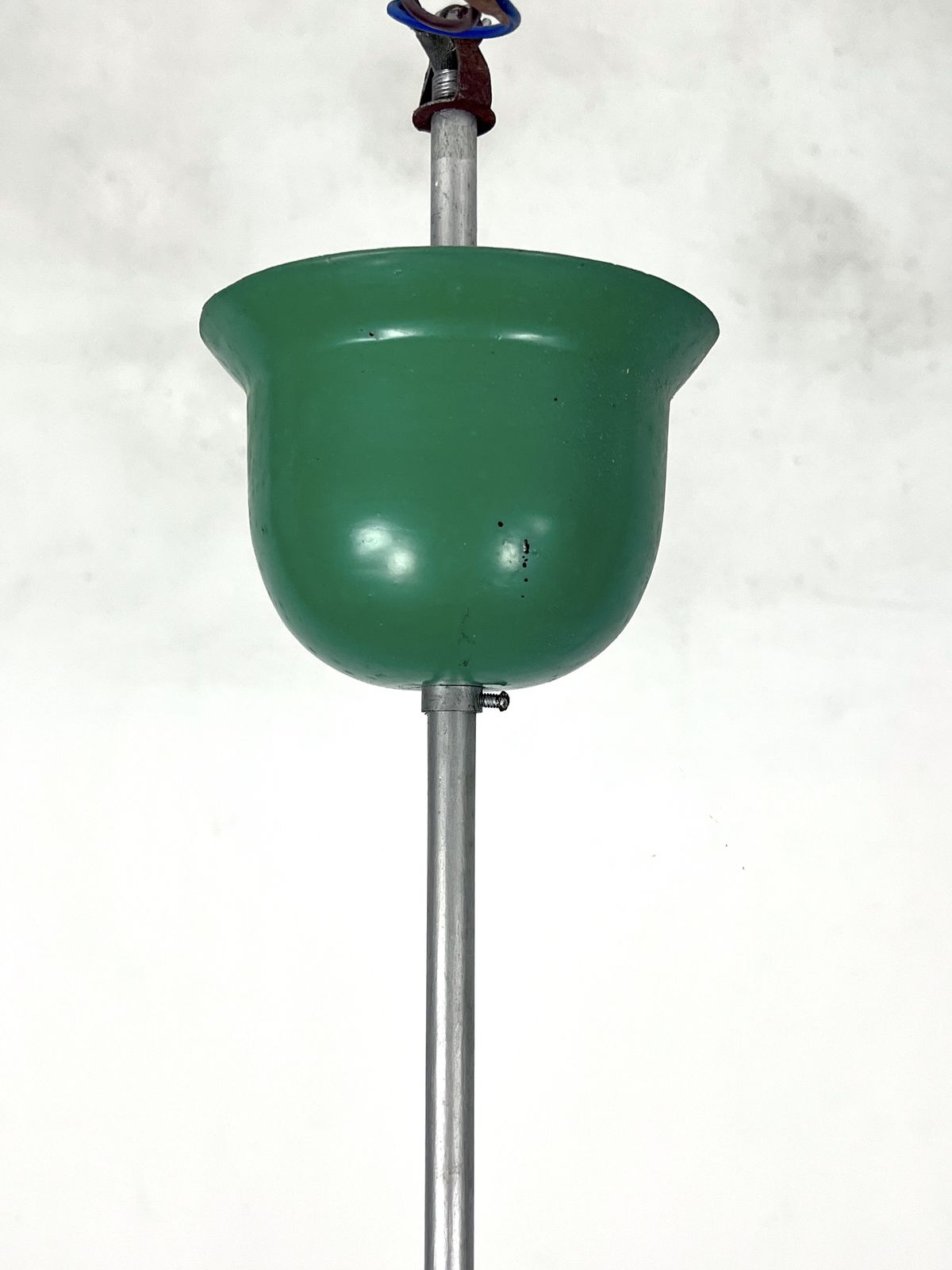 Mid Century Green Lacquer And Milk Glass Pendant. Italy 1950s photo vintage
