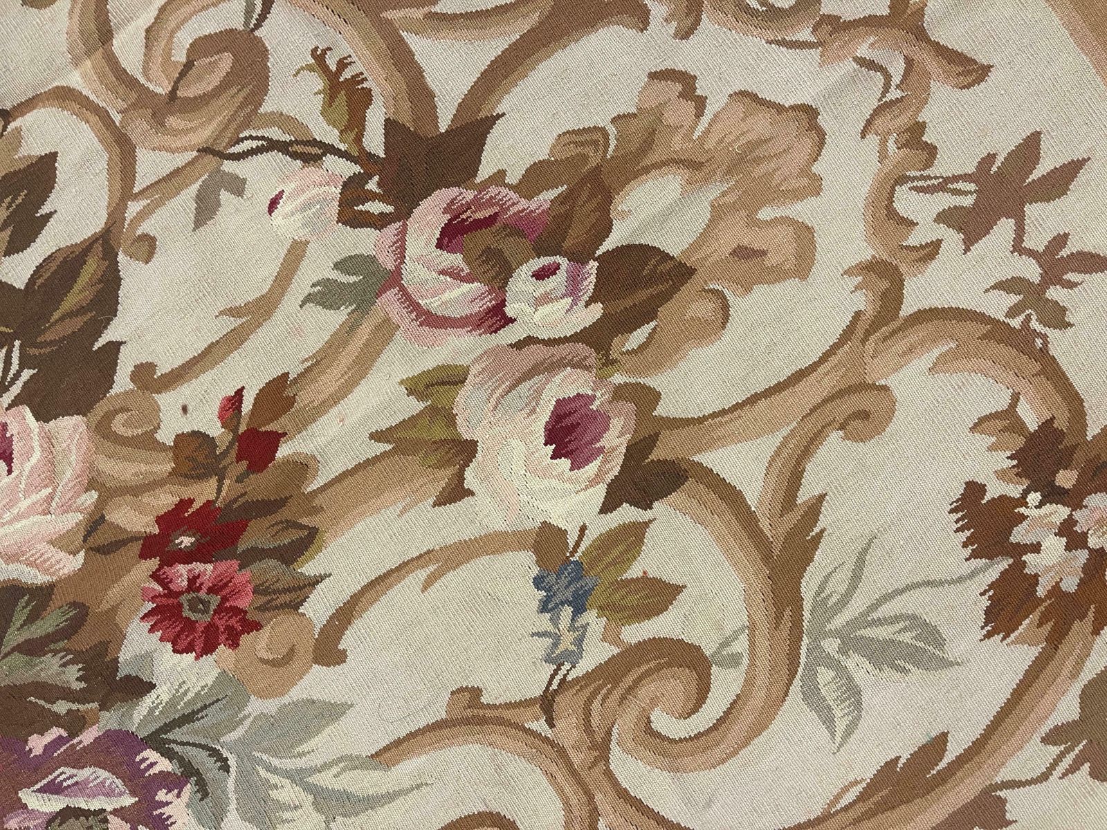 Aubusson Rug Traditional French Carpet Handwoven Floral Wool Needlepoint photo furniture