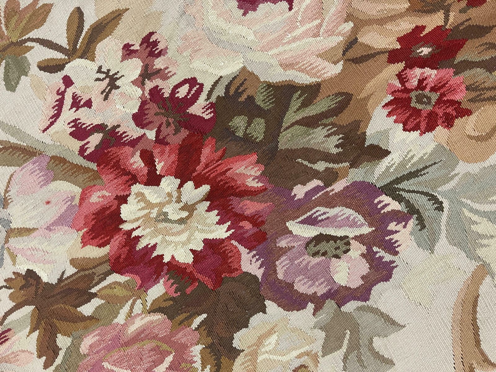 Aubusson Rug Traditional French Carpet Handwoven Floral Wool Needlepoint photo for sale