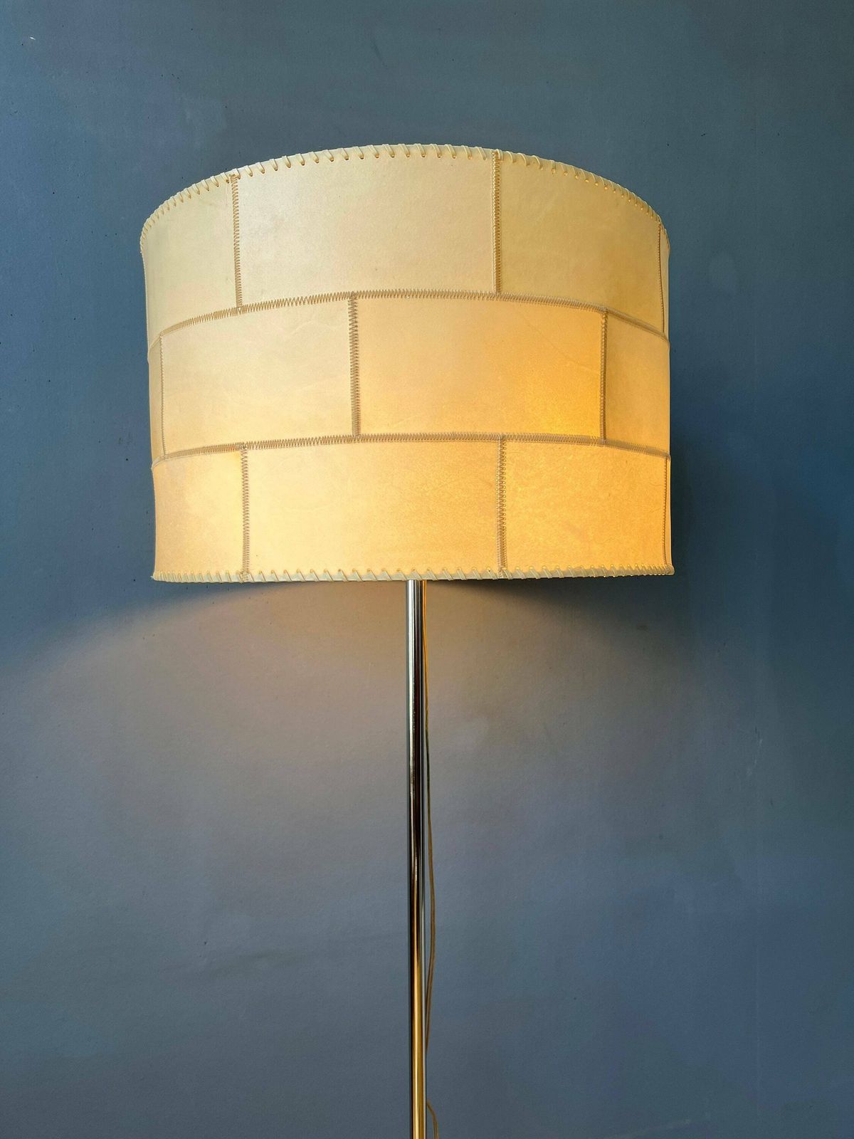Mid Century Staff Leuchten Leather Floor Lamp photo for sale