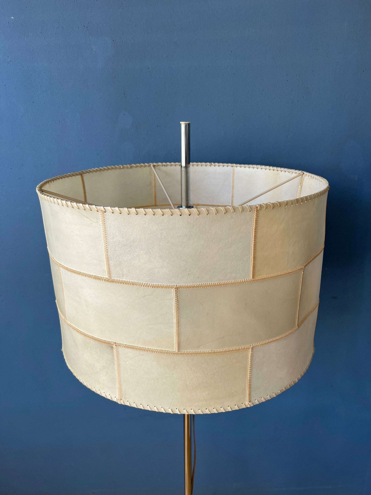 Mid Century Staff Leuchten Leather Floor Lamp photo vintage