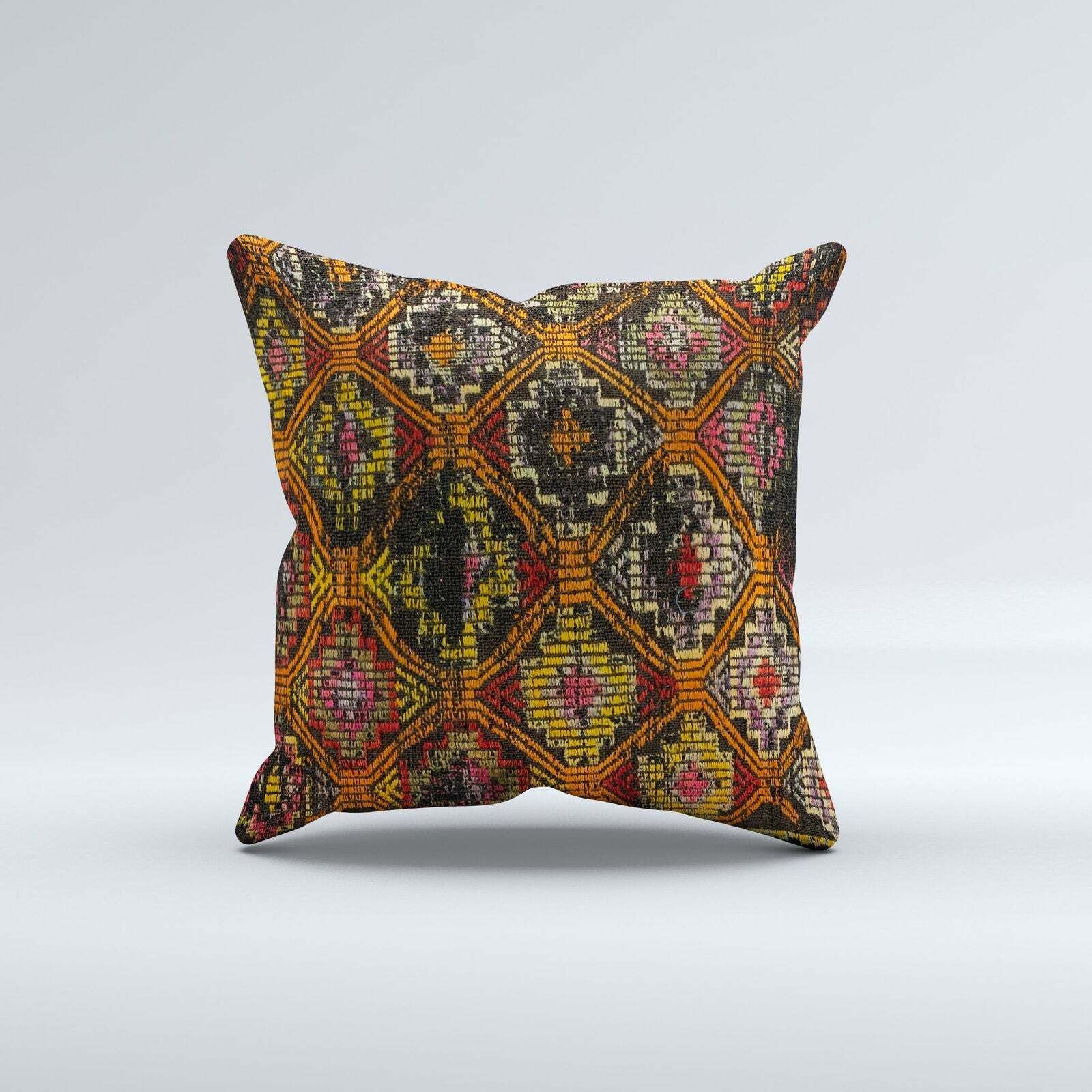 Vintage Turkish Kilim Cushion Cover 60x60 Cm Square Wool Kelim Pillowcase