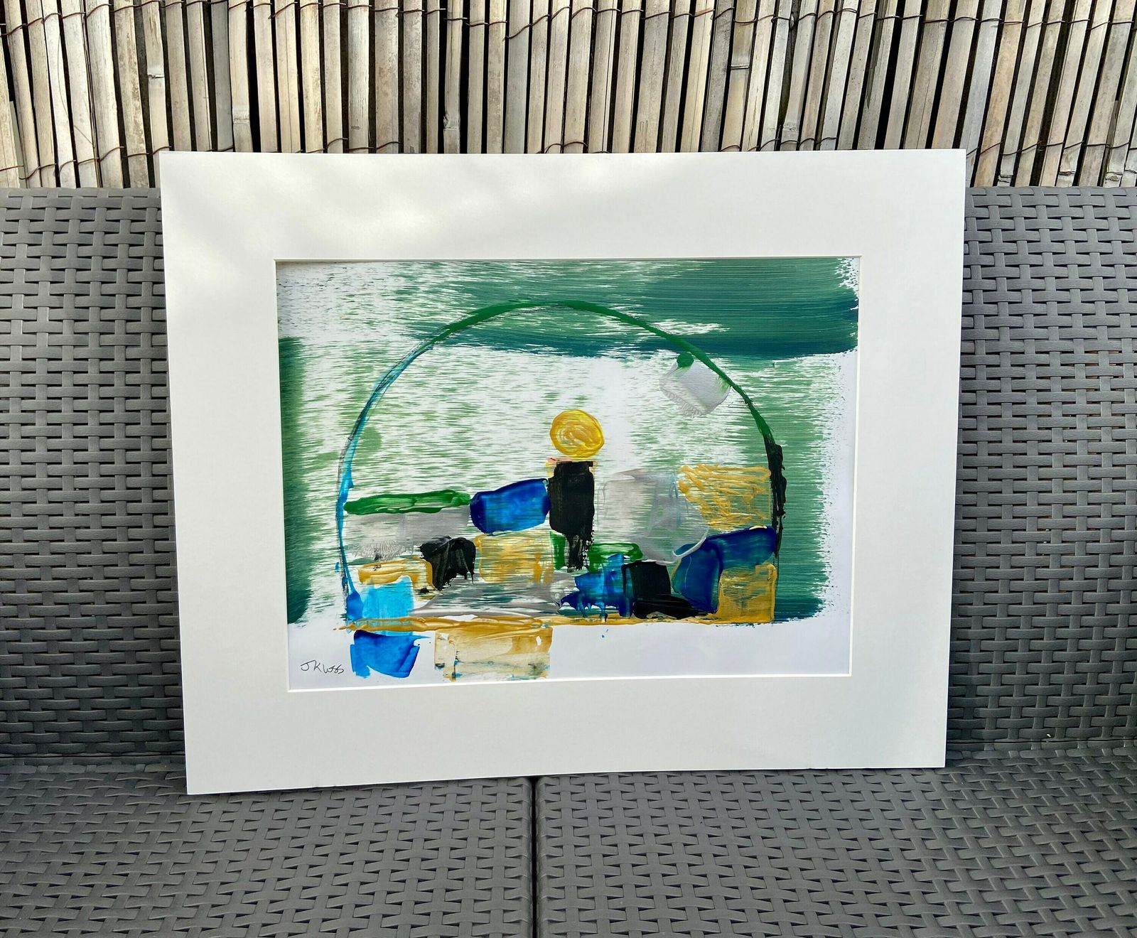 Original Mixed Media Painting ‘Golden Globe’ J Kloss photo furniture