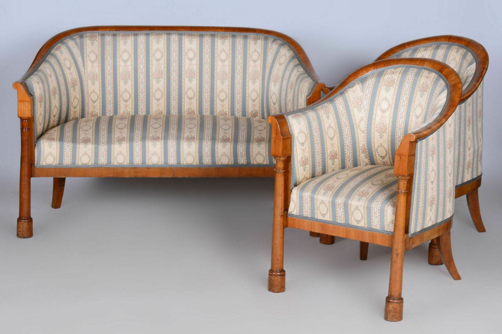 Restored Biedermeier Birch Seating Set, Revived Polish, Vienna, Austria, 1830s
