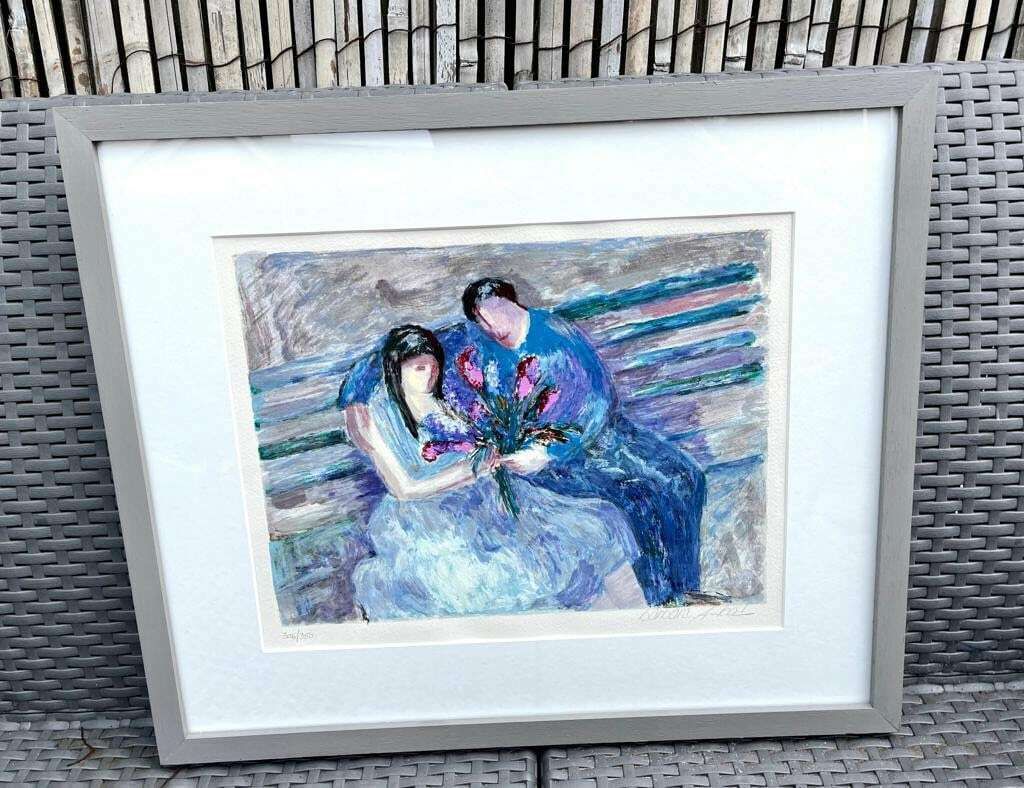 Original Very Rare Vintage Hand Signed Barbara A Wood Lithograph ‘First Love’