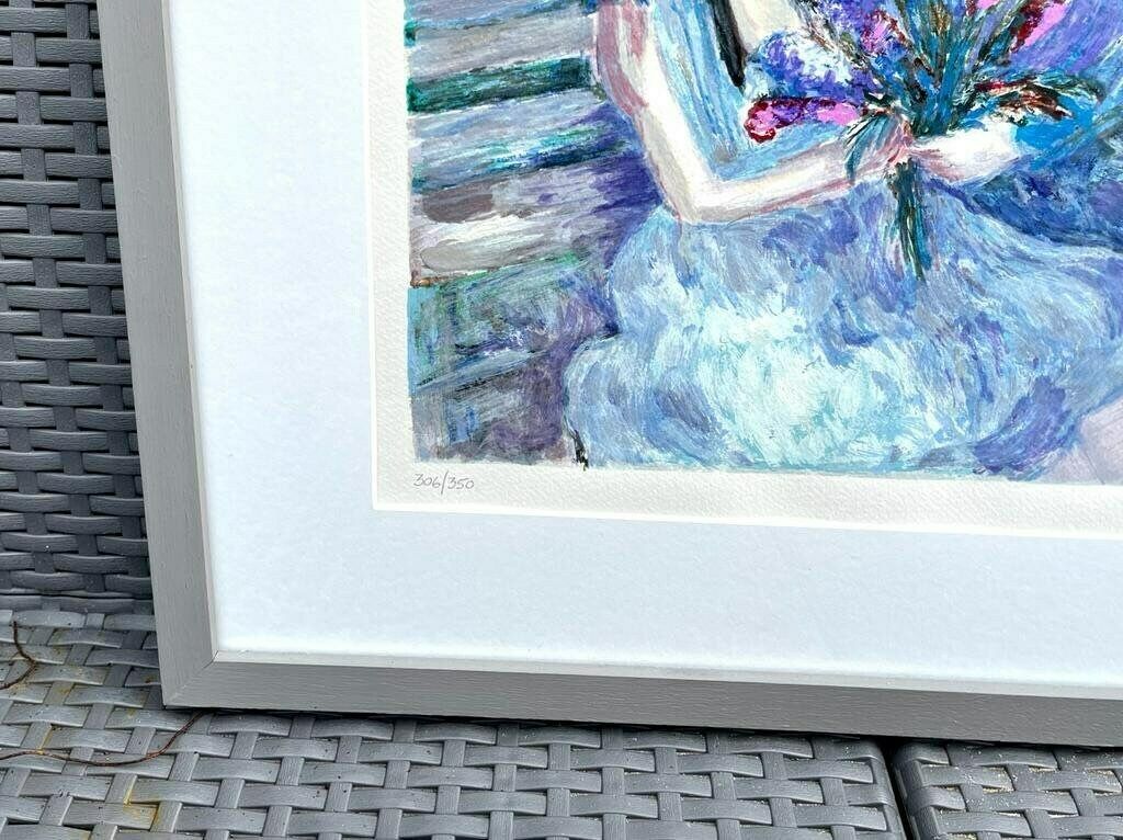 Original Very Rare Vintage Hand Signed Barbara A Wood Lithograph ‘First Love’ photo furniture