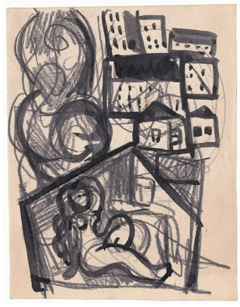 Original Rare Vintage Leo Roth Pencil And Ink On Paper ‘Untitled’