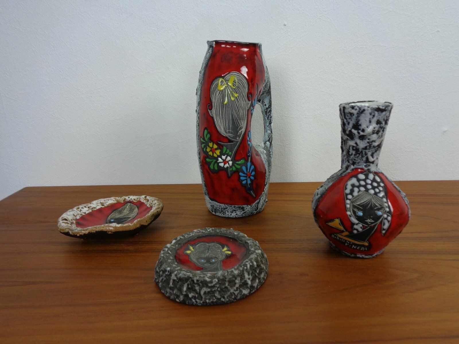 San Marino Ceramic Vases And Ashtrays, 1960s, Set Of 4