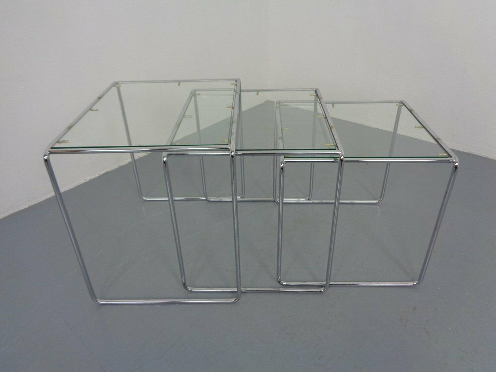 Glass & Chrome Nesting Tables, 1960s, Set Of 3 photo furniture