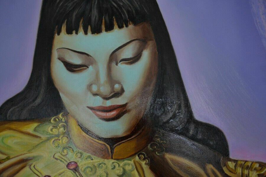 Vintage Tretchikoff Copy Lady Of The Orient Oil On Board photo vinterior