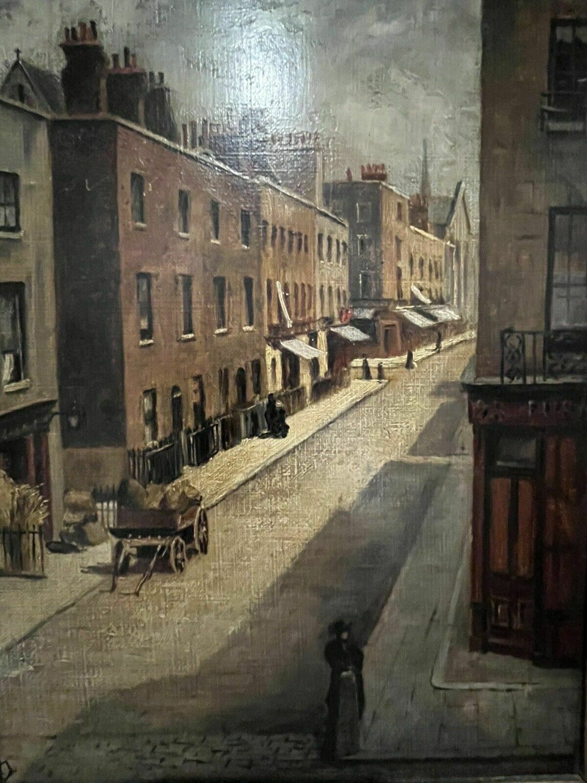 Victorian English Street Scene, Oil On Board, Signed, In Gilt Frame. photo 995.0
