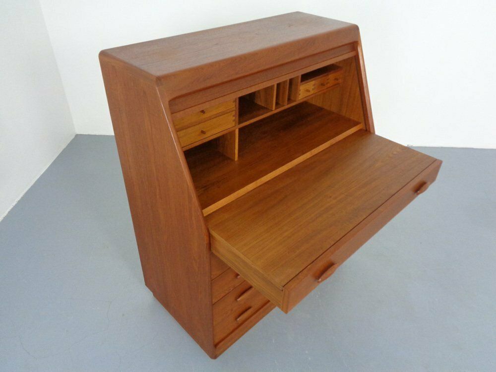 Teak Tambour Secretary From Dyrlund, 1960s photo vinterior