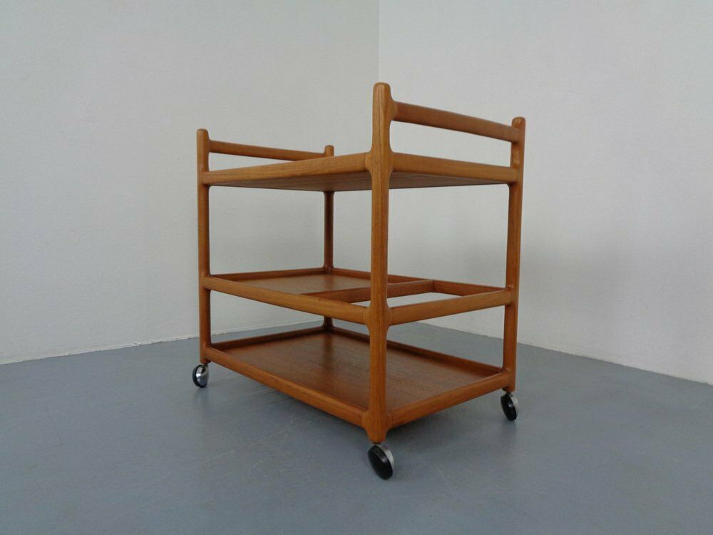 Danish Teak Serving Cart By Johannes Andersen For Cfc Silkeborg, 1960s photo for sale