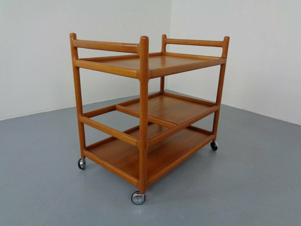 Danish Teak Serving Cart By Johannes Andersen For Cfc Silkeborg, 1960s photo vinterior