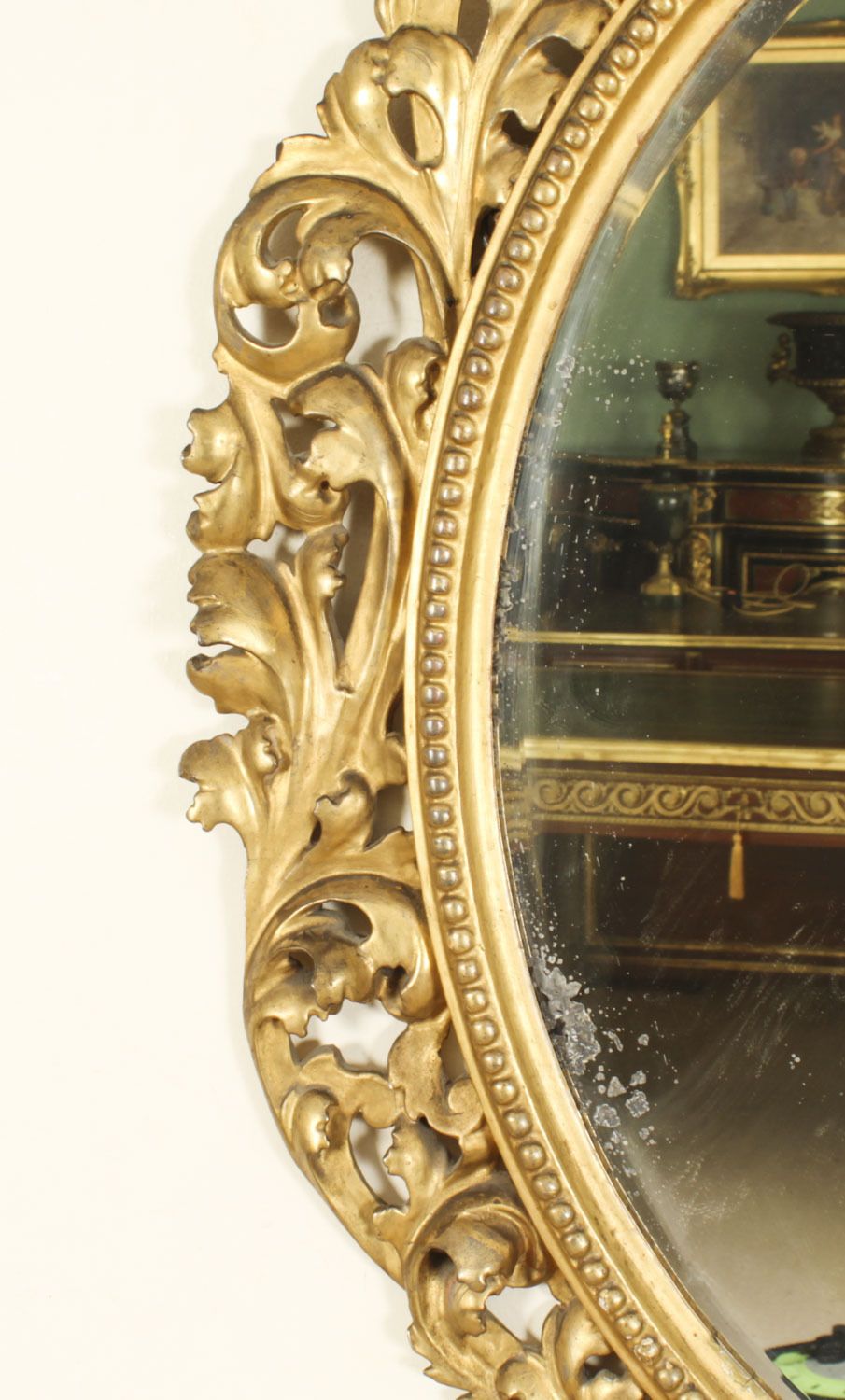 Antique Oval Florentine Giltwood Mirror 19th Century  120x92cm photo Home Decor