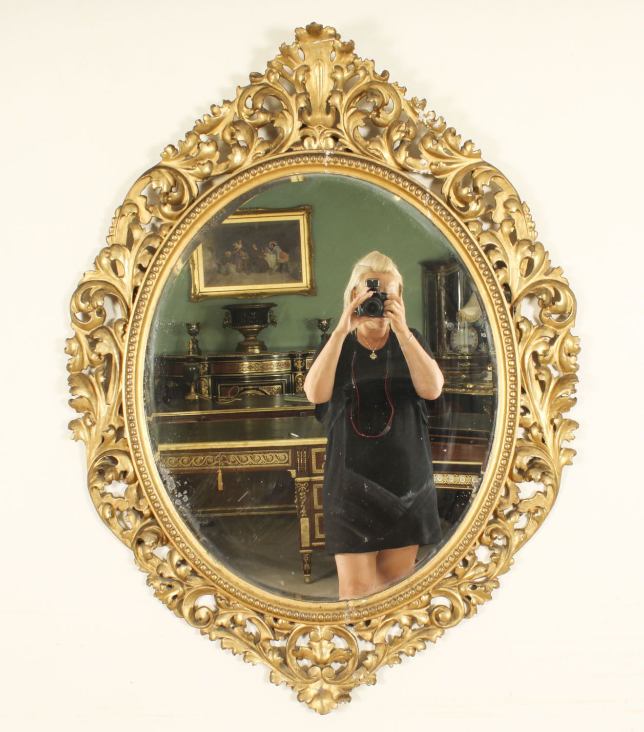 Antique Oval Florentine Giltwood Mirror 19th Century  120x92cm photo vinterior