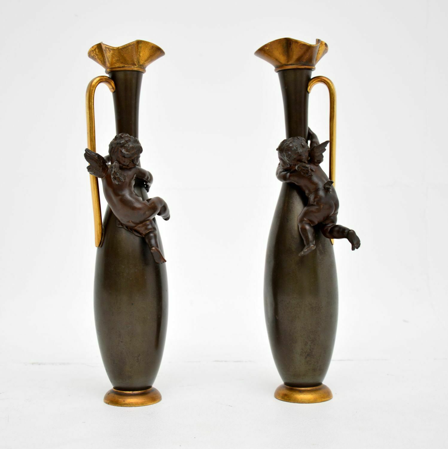 Pair Of Antique French Decorative Bronze Pitchers photo for sale